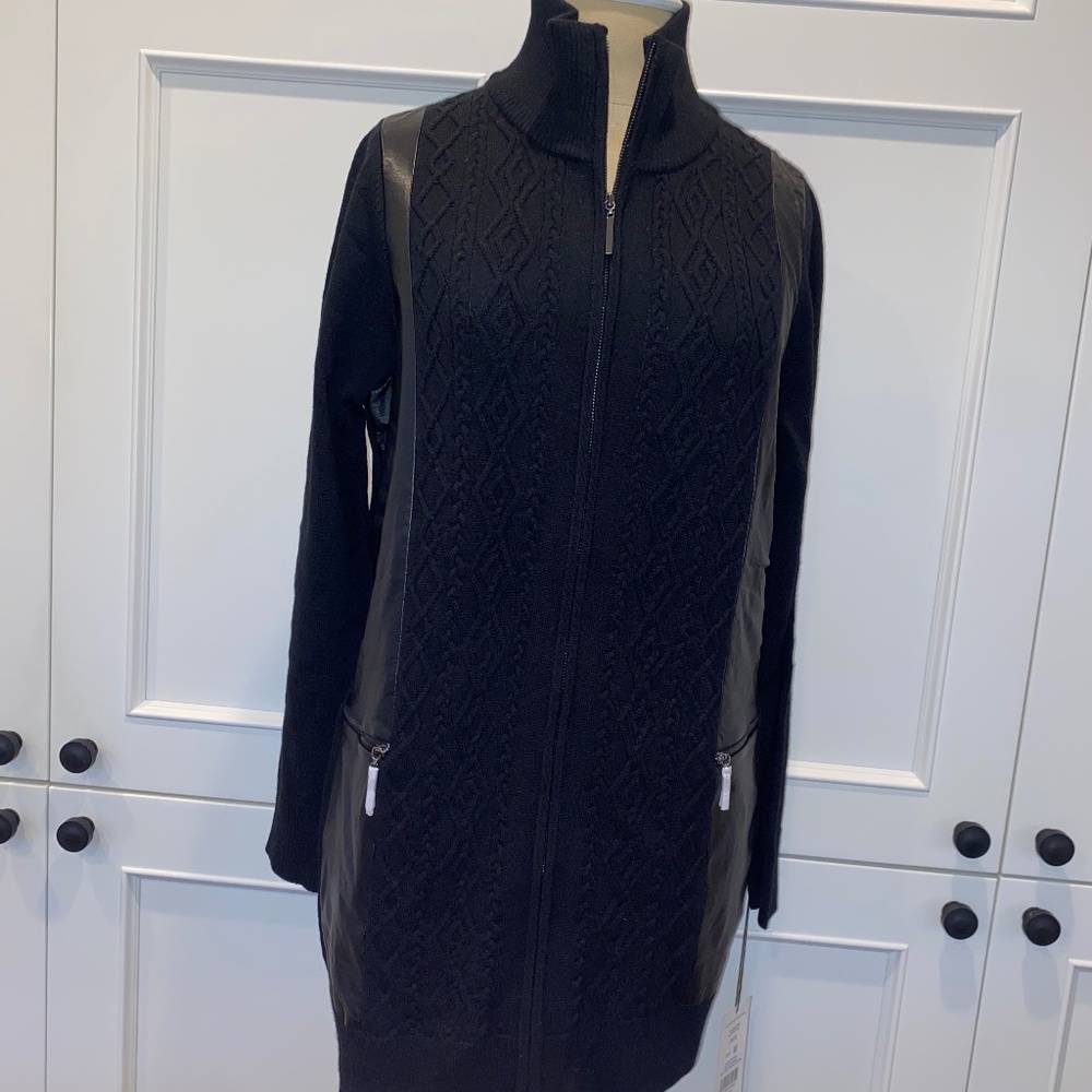 Etcetera Black Zippered Sweater Jacket, Size Medium, NEW WITH TAGS